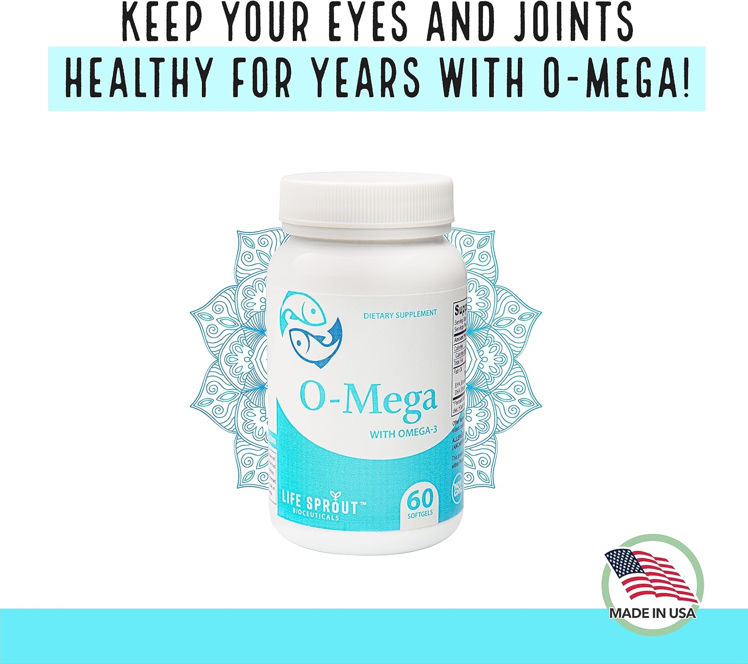 60 Capsules of Life Sprout Bioceuticals O-Mega Enteric Omega-3 with EPA/DHA Fish Oil Supplement