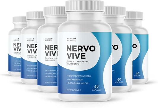 60 Capsules of Nature's NutriWave Nervovive Nerve Support Supplement - Advanced Formula for Nerve Health - All Natural Potent Supplement for Overall Wellness - 6 Month Supply