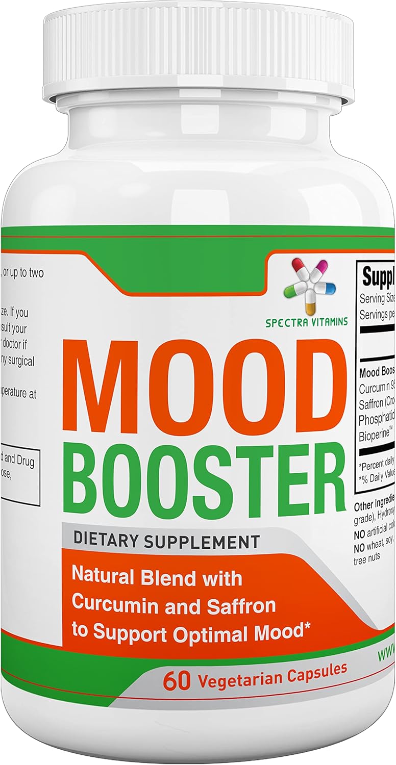 60 Capsules of Spectra Vitamins Mood Booster - Supports Optimal Mood, Stress Relief, Focus for Men and Women - Mood Enhancer Caps