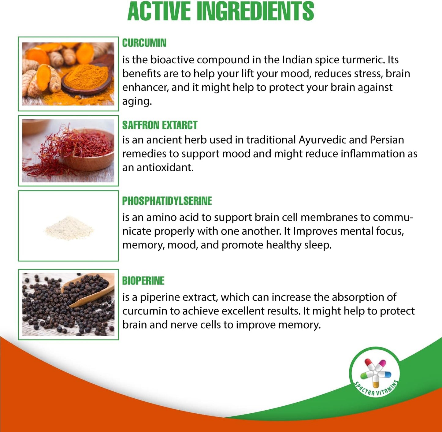 60 Capsules of Spectra Vitamins Mood Booster - Supports Optimal Mood, Stress Relief, Focus for Men and Women - Mood Enhancer Caps