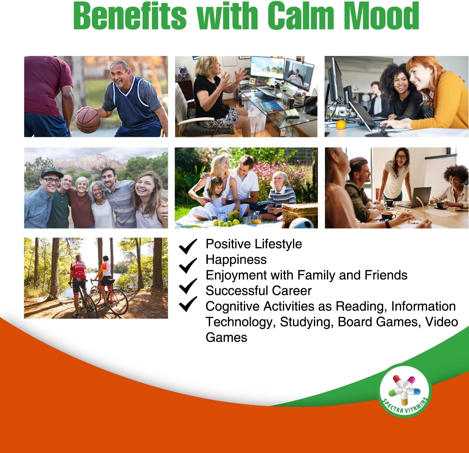 60 Capsules of Spectra Vitamins Mood Booster - Supports Optimal Mood, Stress Relief, Focus for Men and Women - Mood Enhancer Caps