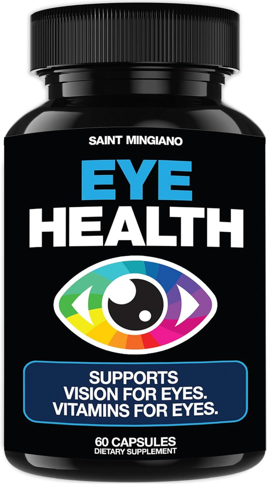 60 Capsules Saint Mingiano Eye Health & Vision Vitamin Supplement - Supports Eye Strain, Dry Eyes, & Vision Health - Promotes Ocular & Macular Health, Aids Blue Light Strain - 14 Active Ingredients