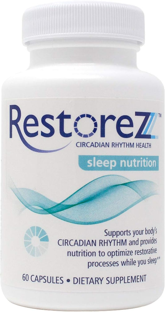 60 Capsules Savant Science RestoreZ Sleep Nutrition - Natural Sleep Aid Supplement for Restoring Restful Sleep and Circadian Balance - Non-Habit Forming Sleep Vitamins