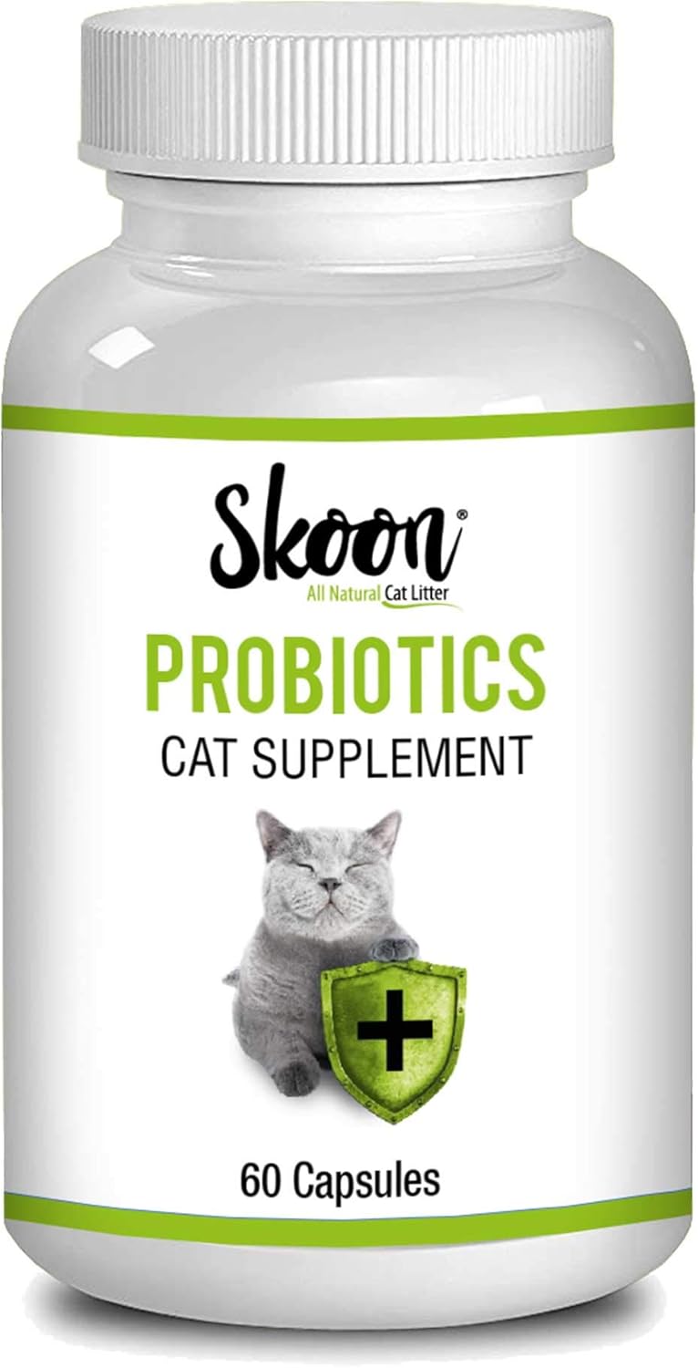 60 Capsules Skoon Probiotics Cat Supplement - Chicken & Tuna Flavored - Supports Gut Health, Immunity, Skin, and Litterbox Odor