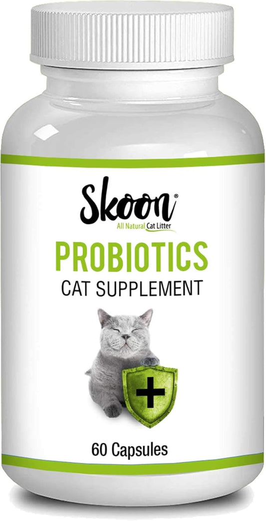 60 Capsules Skoon Probiotics Cat Supplement - Chicken & Tuna Flavored - Supports Gut Health, Immunity, Skin, and Litterbox Odor