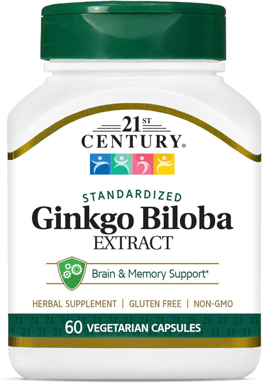 60 Count 21st Century Ginkgo Biloba Extract Vegetarian Capsules for Cognitive Support