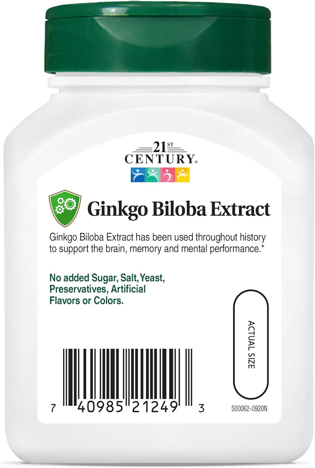 60 Count 21st Century Ginkgo Biloba Extract Vegetarian Capsules for Cognitive Support