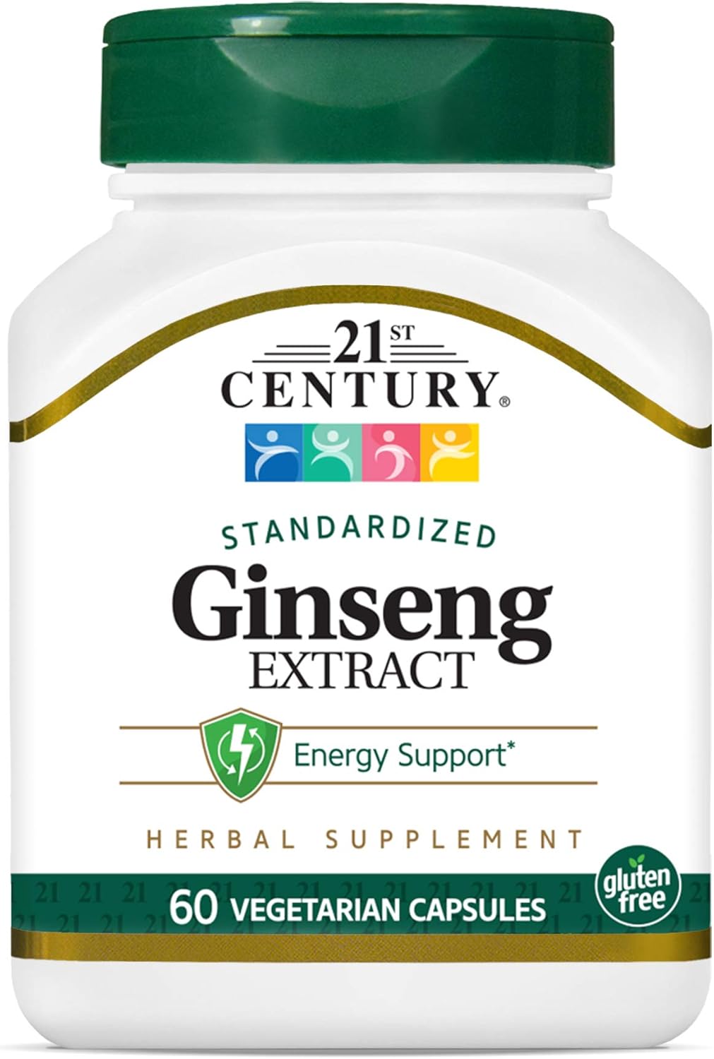 60 Count 21st Century Ginseng Extract Vegetarian Capsules for Energy and Immune Support