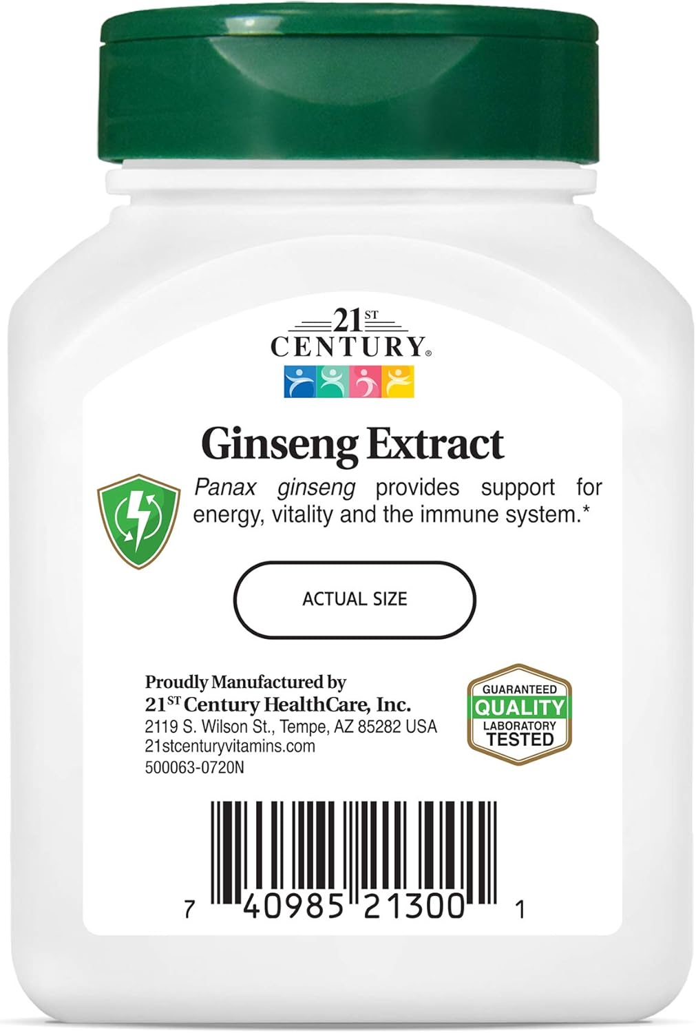 60 Count 21st Century Ginseng Extract Vegetarian Capsules for Energy and Immune Support