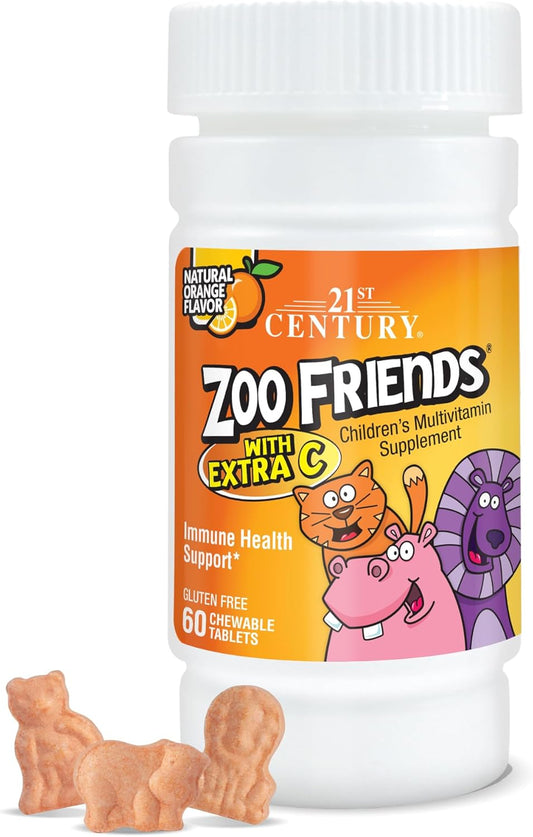60 Count 21st Century Zoo Friends Chewable Tablets with Extra Vitamin C