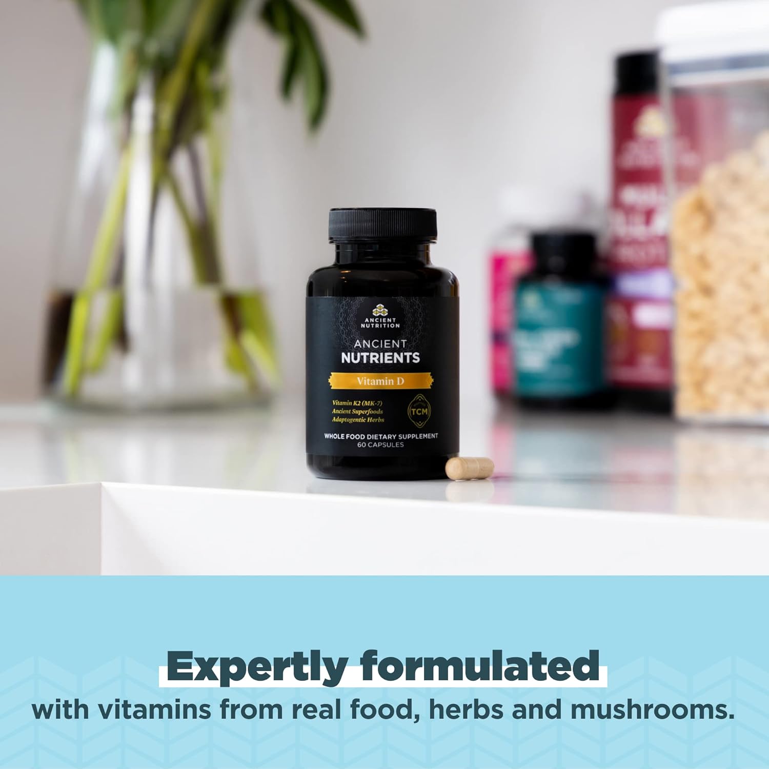 60 Count Ancient Nutrition Vitamin D and Vitamin C Capsules for Immune Support