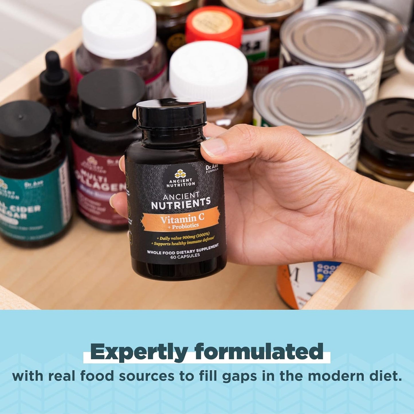 60 Count Ancient Nutrition Vitamin D and Vitamin C Capsules for Immune Support