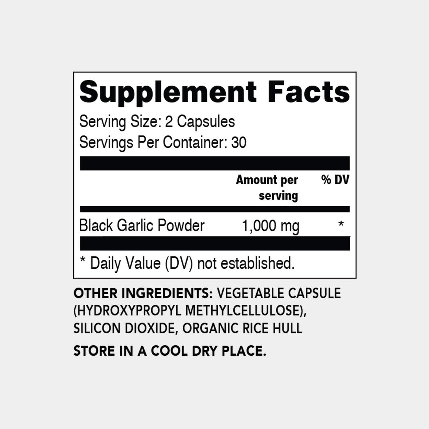 60 count Black Garlic Capsules - Natural Superfood Supplement 1,000mg per Serving
