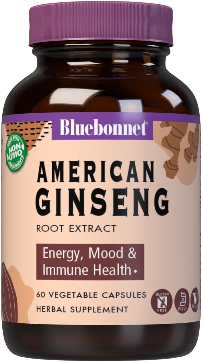 60 Count BlueBonnet American Ginseng Root Extract Supplement for Immune Support