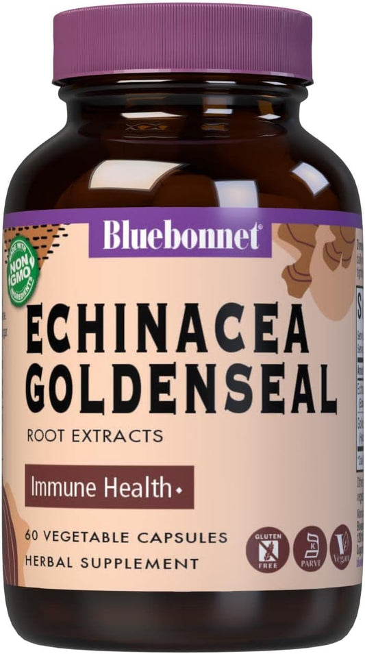 60 Count BlueBonnet Echinacea Goldenseal Root Extract Supplement for Immune Support