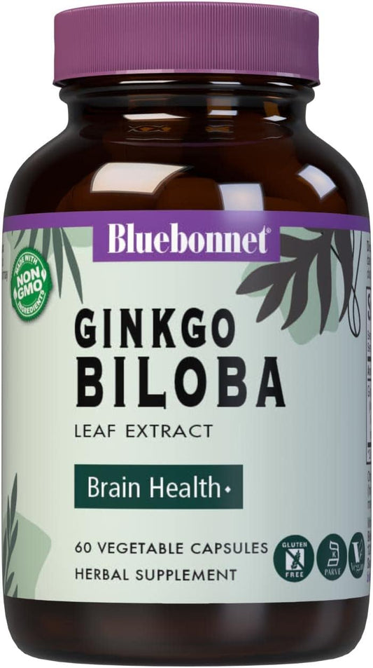60 Count BlueBonnet Ginkgo Biloba Leaf Extract Capsules for Cognitive Support