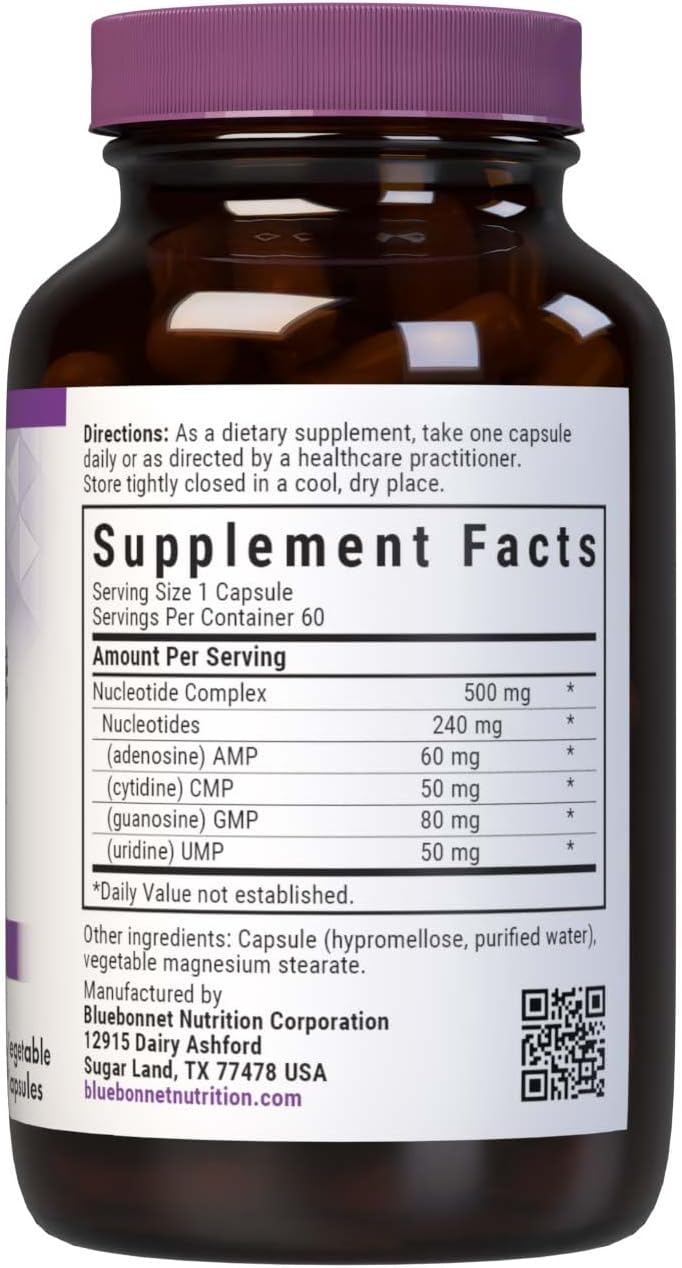 60 Count BlueBonnet Nucleotide Complex Supplement in White Capsules