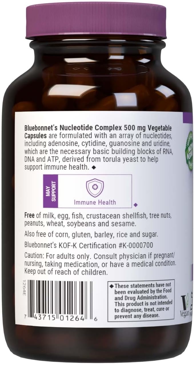 60 Count BlueBonnet Nucleotide Complex Supplement in White Capsules