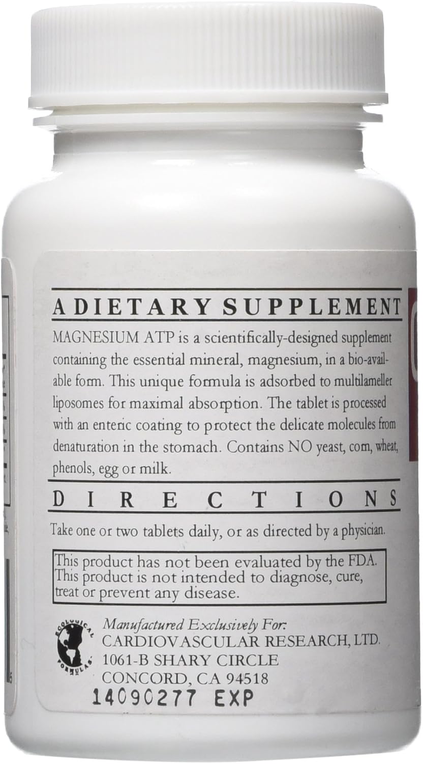 60 Count Cardiovascular Research Magnesium ATP Tablets for Heart Health