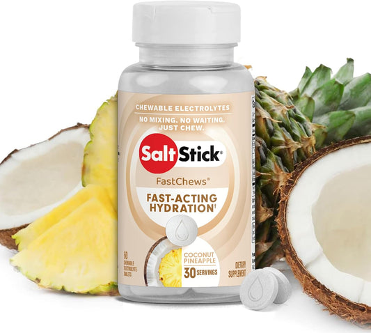 60-Count Coconut Pineapple SaltStick Electrolyte FastChews - Chewable Electrolyte Tablets for Runners & Hydration