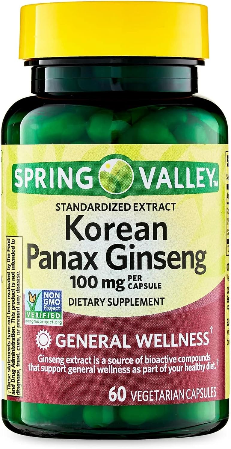 60 Count Convergence Korean Panax Ginseng Vegetarian Capsules, 100 mg - Natural Energy and Immune Support Supplement