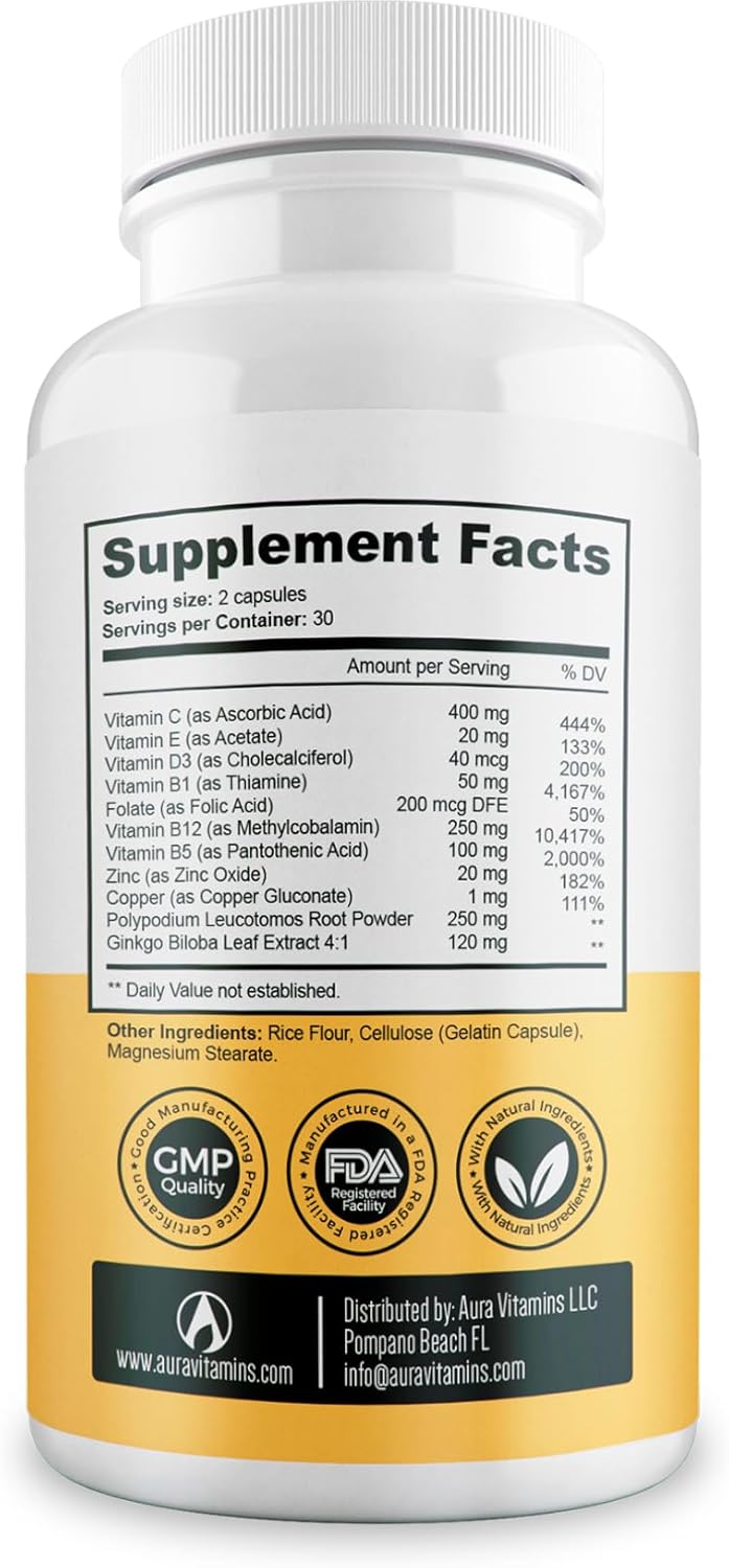 60 Count Dermawonder Vitiligo Capsules - Effective Supplement to Reduce White Spots, Improve Skin Pigmentation & Support All Skin Types