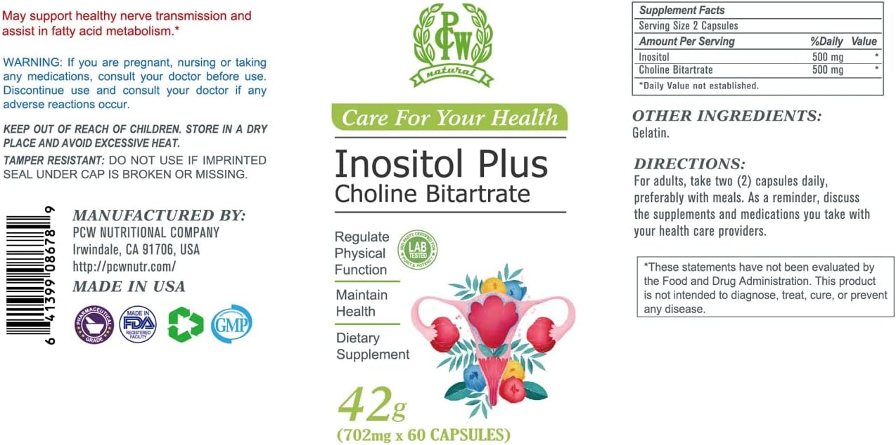 60 Count Esmond Natural PCW Inositol and Choline Bitartrate Capsules
