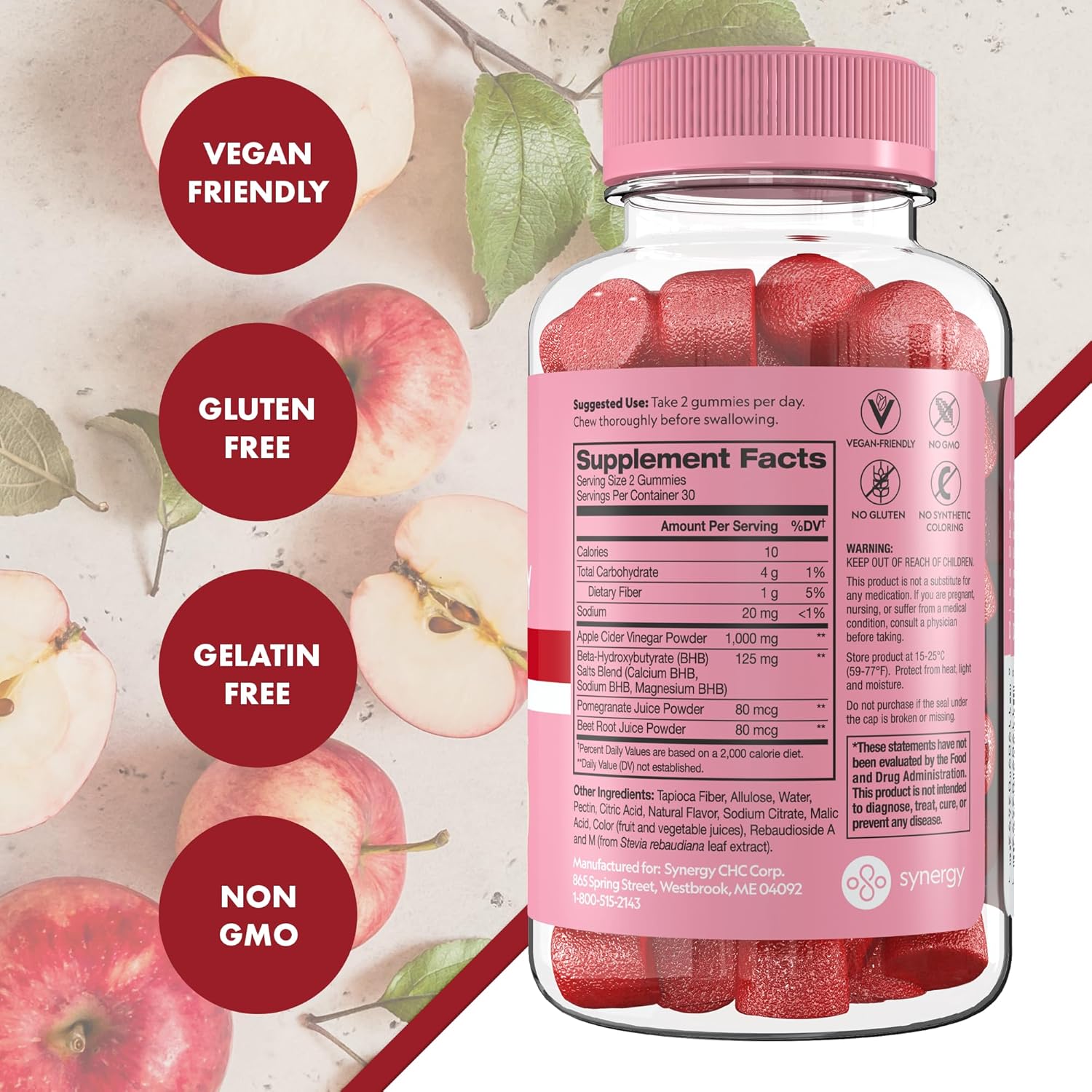 60 Count Flat Tummy Keto ACV Gummies – Vegan-Friendly Post GLP-1 Supplement with Apple Cider Vinegar, BHB Salts, Beet, Pomegranate Superfood Powders (5 Pack)