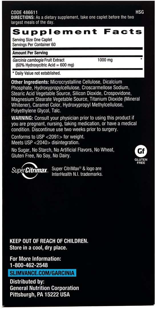 60 Count GNC BodyDynamix Super Citrimax Garcinia Cambogia Supplement