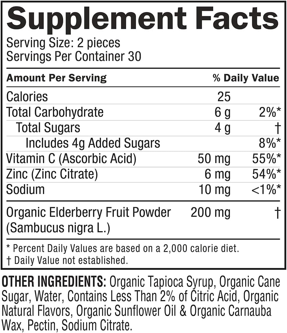 60 Count GO ORGANIC Elderberry Immunity Gummies for Dietary Immune Support