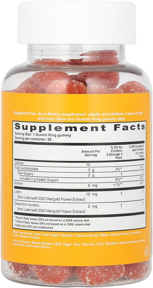 60 Count Gummi King Lutein + Zeaxanthin Gummies with Natural Mango Flavor - Dietary Supplement