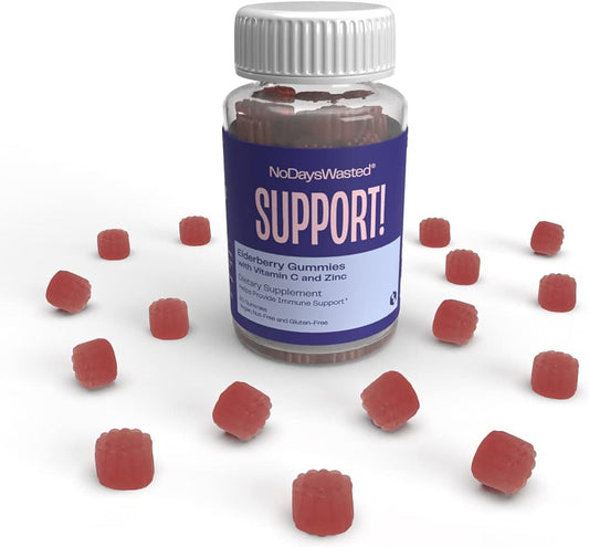 60 Count Immune Support Gummies with Elderberry, Vitamin C, and Zinc - Vegan and Gluten Free Herbal Supplement for Strong Immune System