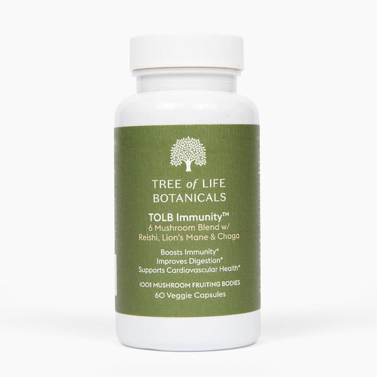 60 Count Immunity Mushroom Complex - Reishi, Lion’s Mane, Chaga, Cordyceps, Turkey Tail, Shiitake - Immune System, Inflammatory Response, Digestion, Brain Support - Tree of Life Botanicals