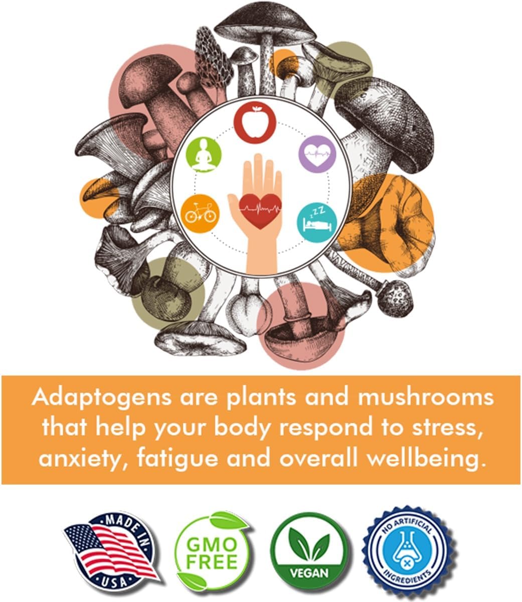 60 Count Immunity Mushroom Complex - Reishi, Lion’s Mane, Chaga, Cordyceps, Turkey Tail, Shiitake - Immune System, Inflammatory Response, Digestion, Brain Support - Tree of Life Botanicals