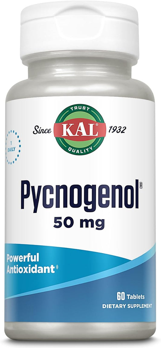 60 Count KAL 50 Mg Pycnogenol Tablets for Antioxidant Support