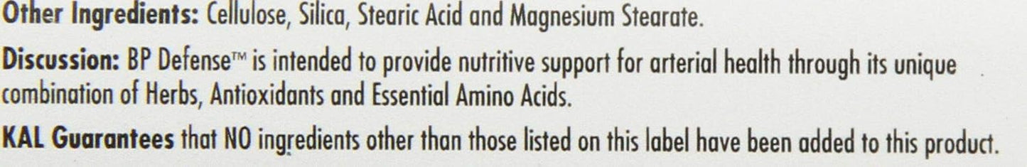 60 Count KAL BP Defense Tablets - Blood Pressure Support Supplement