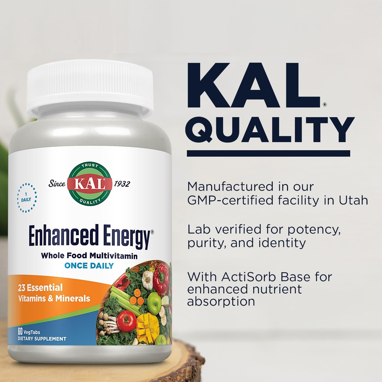 60 Count KAL Enhanced Energy Tablets for Improved Vitality and Focus