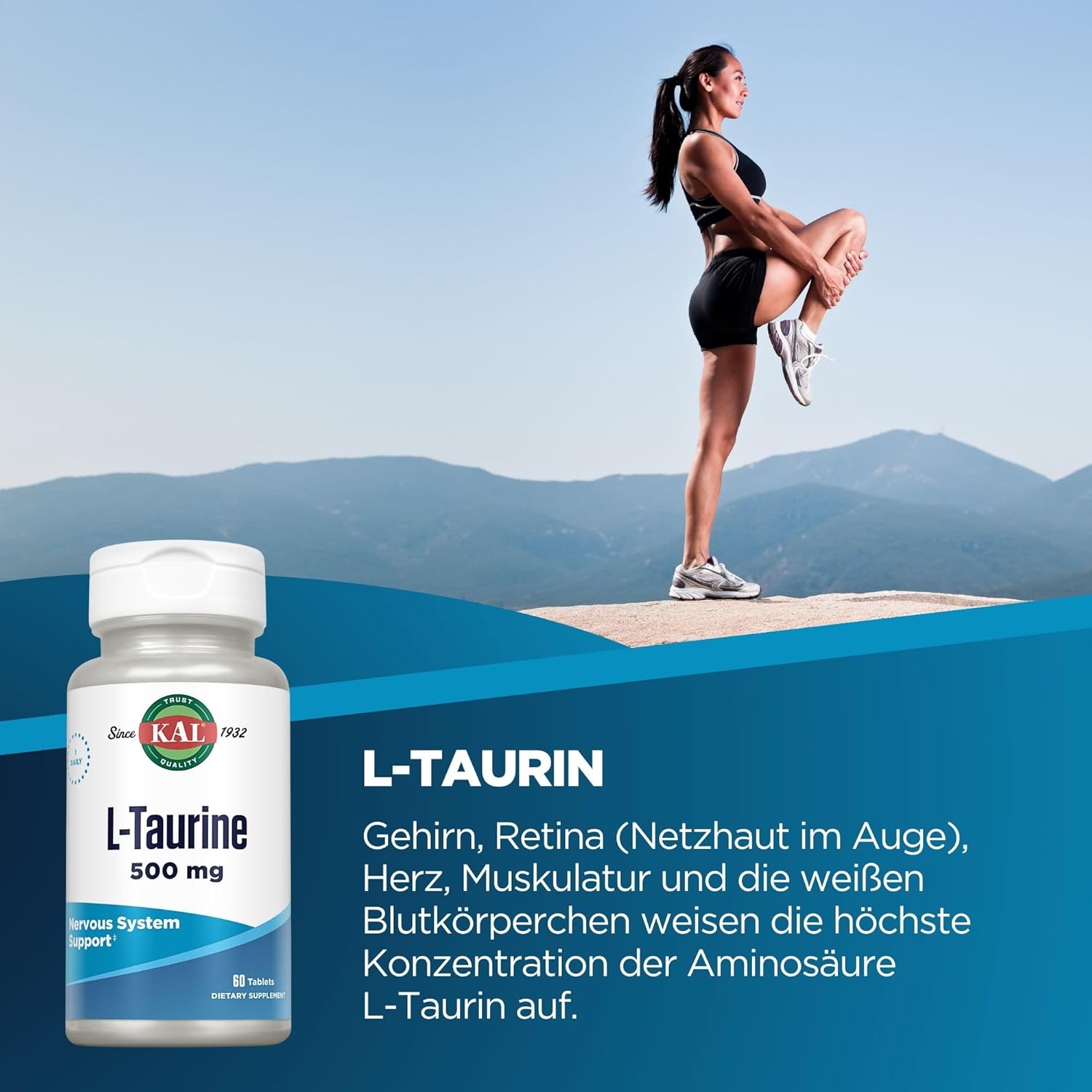 60 Count Kal L-Taurine Tablets - 500 Mg