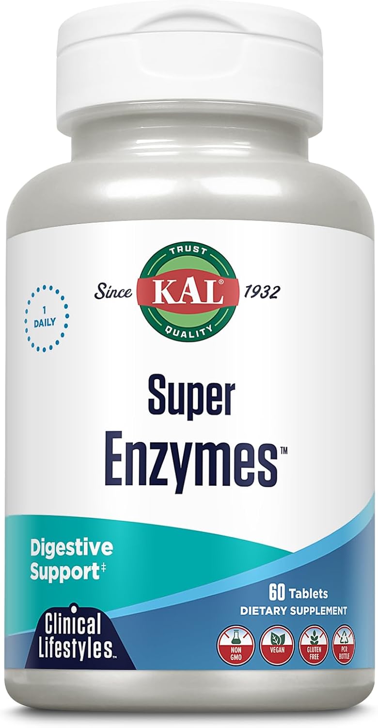60 Count Kal Super Enzymes Tablets for Digestive Support