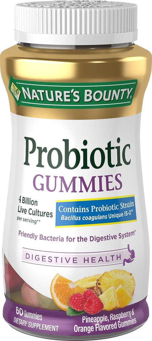 60 Count Nature's Bounty Probiotic 4 Billion Gummies for Digestive Health