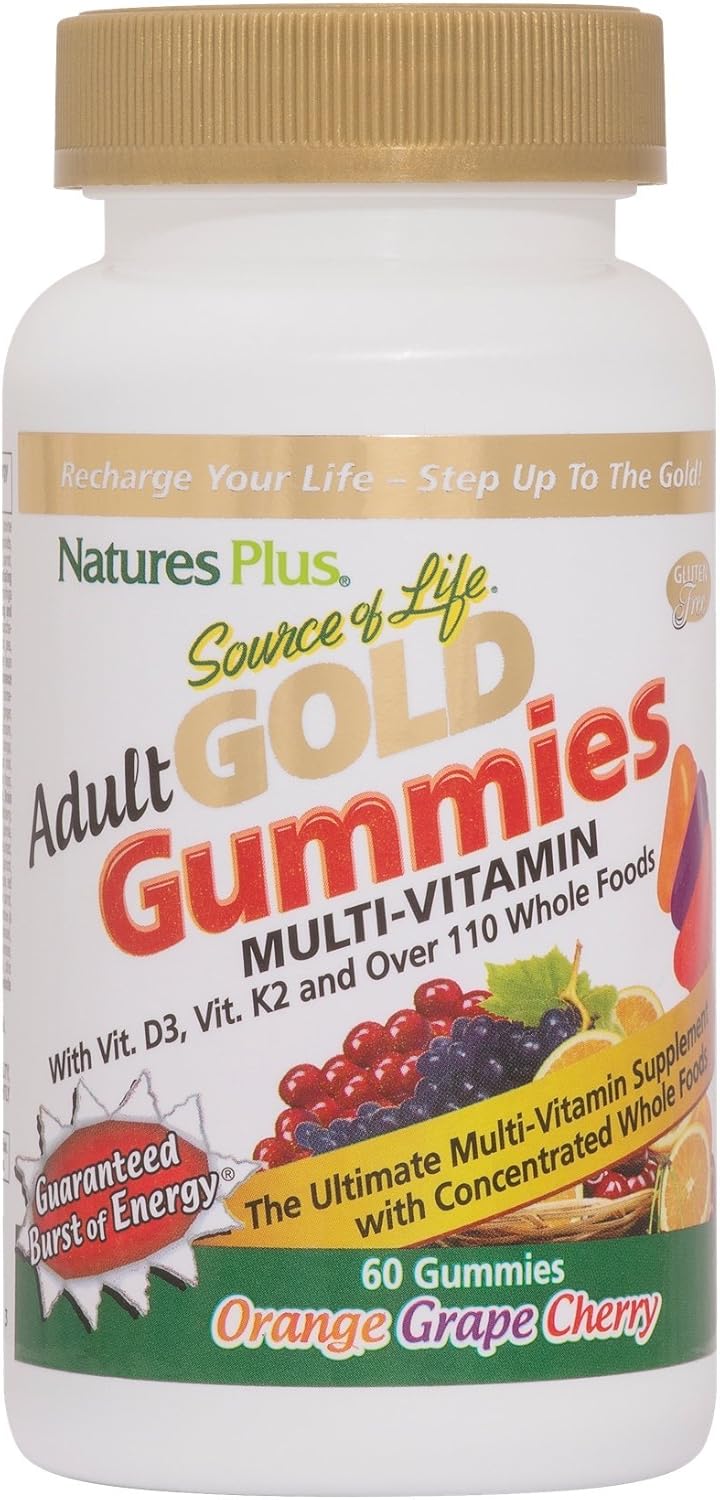 60 Count Natures Plus Sol Gold Adult Gummies Tablets - Natural Multivitamin Supplement