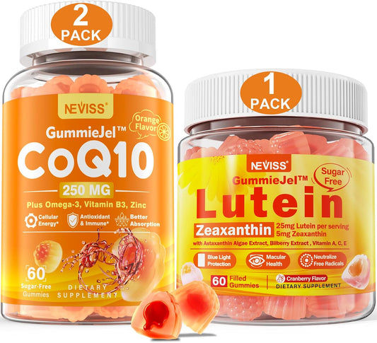 60 Count Nevis Sugar-Free Lutein Gummies + 120 Count CoQ10 Gummies
