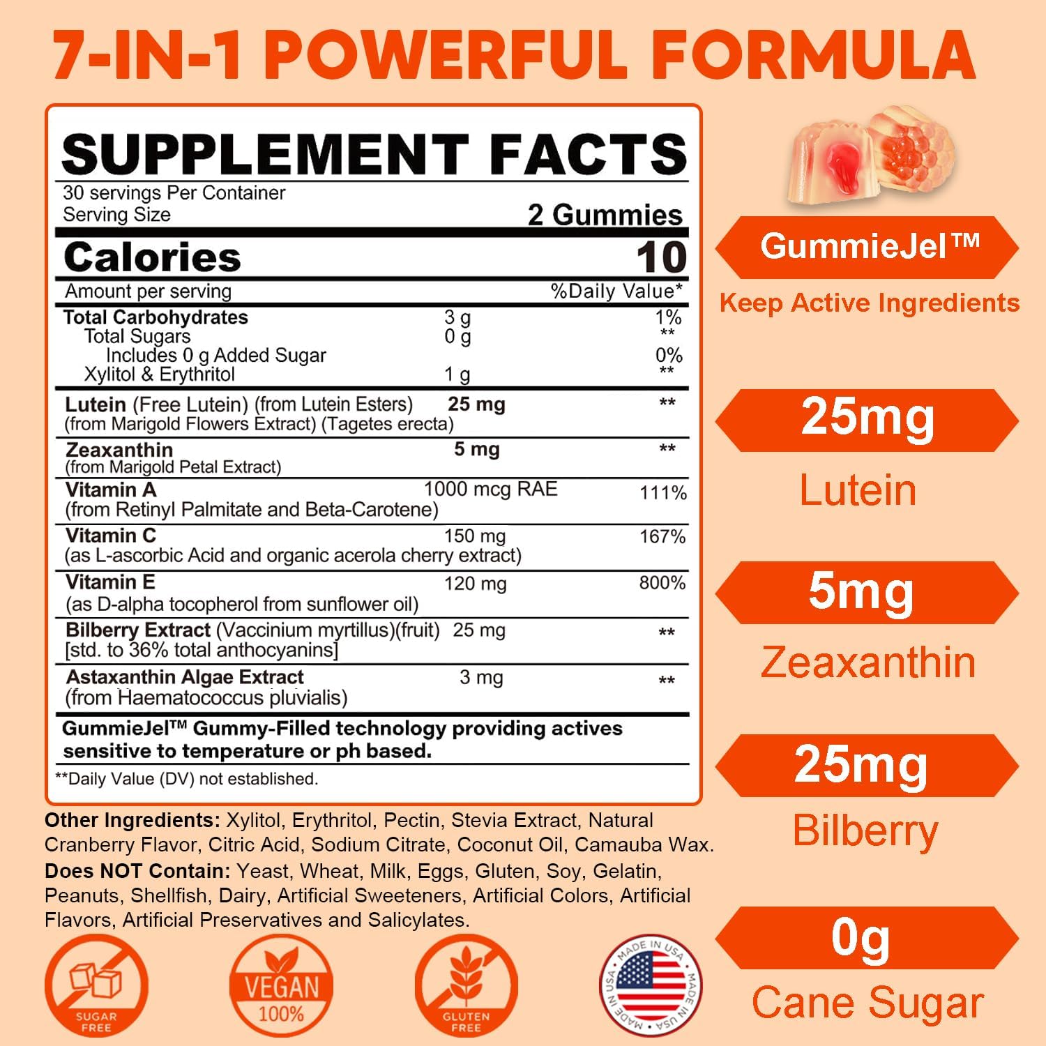 60 Count Nevis Sugar-Free Lutein Gummies + 120 Count CoQ10 Gummies