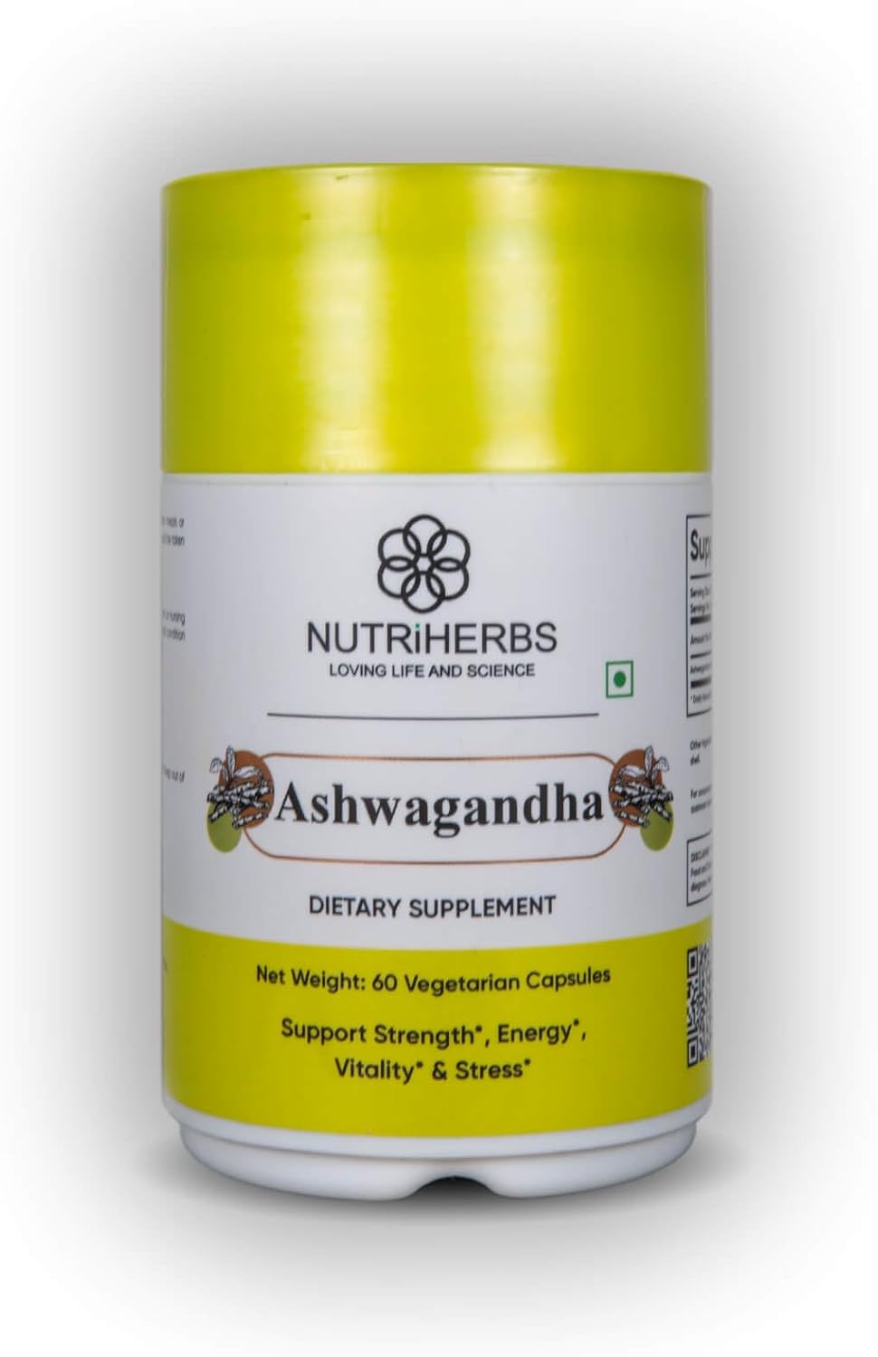 60 Count Nutriherbs Ashwagandha Root Extract Capsules for Stress Relief and Immune Support
