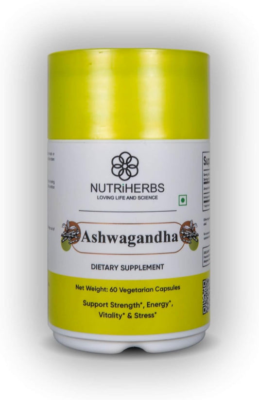 60 Count Nutriherbs Ashwagandha Root Extract Capsules for Stress Relief and Immune Support