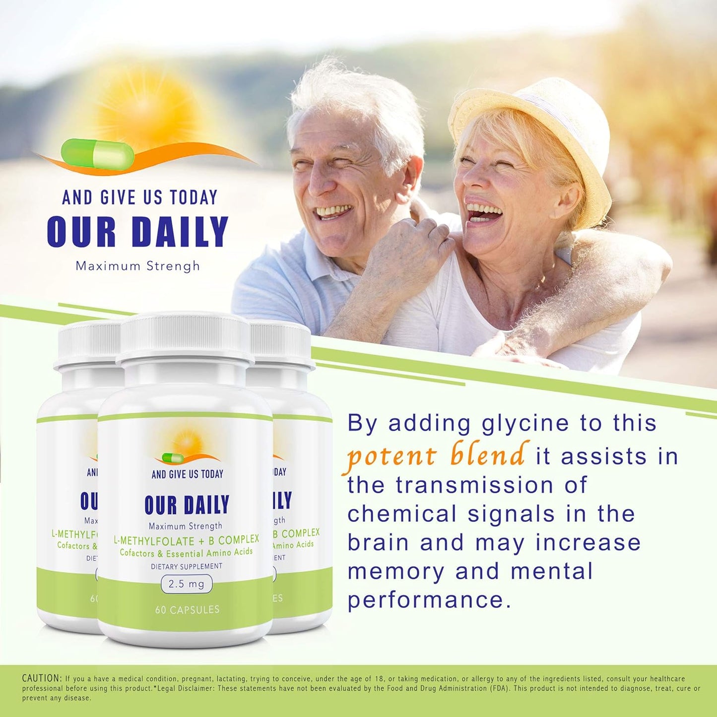 60 Count Our Daily Vites L-Methylfolate B Complex with Essential Amino Acids - Active Folate, Methylated B12, B6, & Glycine - 2.5mg