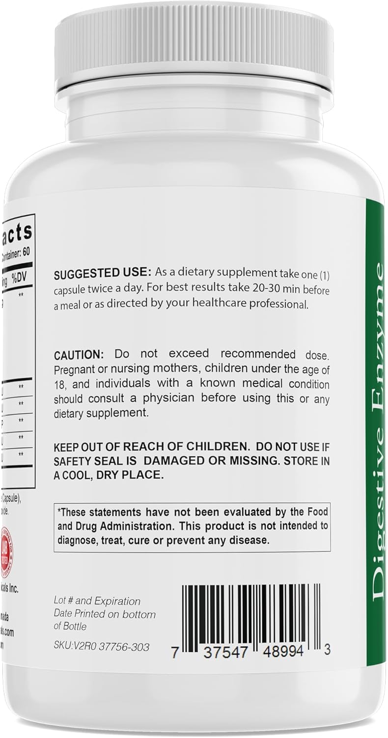 60 Count Pack of 1 Nature & Nutrition Digestive Enzyme Supplement - MakZyme-Pro TM