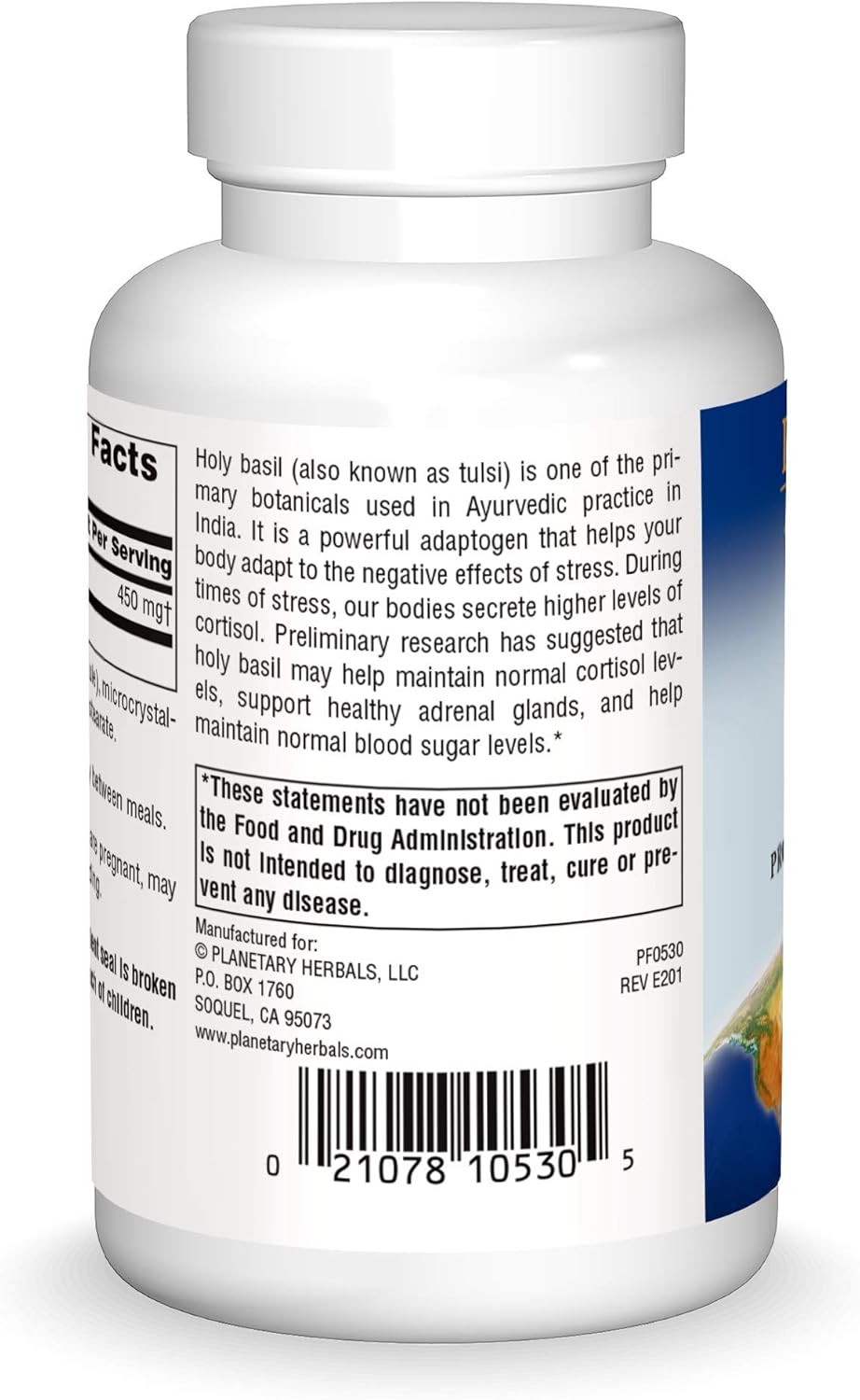 60 Count Planetary Herbals Holy Basil Capsules for Stress Relief and Immune Support