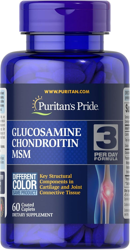 60 Count Puritan's Pride Double Strength Joint Soother Caplets with Glucosamine, Chondroitin, and MSM