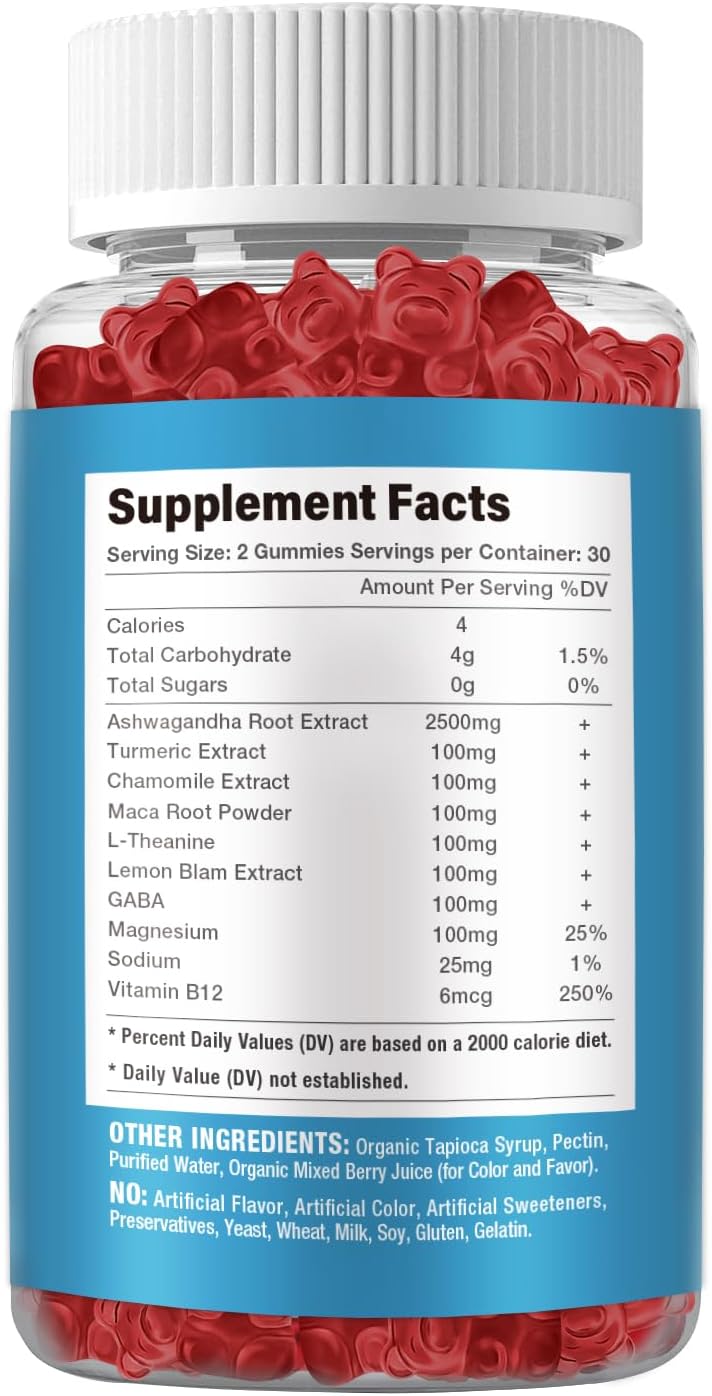 60 Count Riyuetian Ashwagandha Gummies for Stress Relief, Immune Support, & Energy - Men & Women - Natural Strawberry Flavor - Ashwagandha Supplements